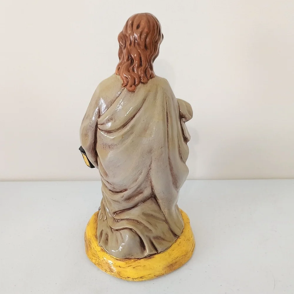 Vintage Hand Painted Chalkware Kneeling Joseph Figure Nativity Replacement 10.5